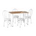 Conjunto de Mesa Retangular com Tampo MDP Amadeirado e 4 Cadeiras Roberta Revestimento Sintético Branco