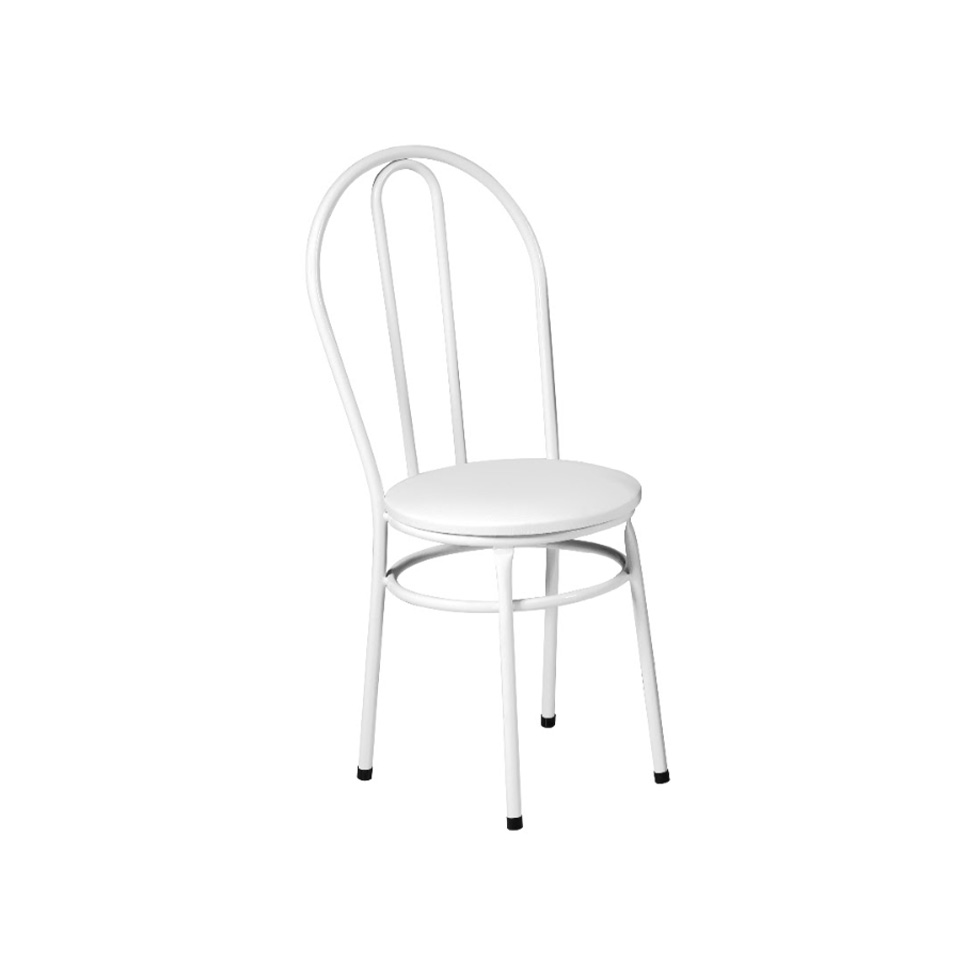 Conjunto de Mesa Retangular com Tampo MDP Amadeirado e 4 Cadeiras Roberta Revestimento Sintético Branco