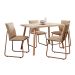 Conjunto de Mesa Retangular com Tampo MDP Petra Stellar e 4 Cadeiras Amélia Linho Areia e Rosê