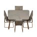 Conjunto de Mesa Retangular com Tampo MDP Petra Stellar e 4 Cadeiras Amélia Linho Areia e Rosê