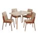 Conjunto de Mesa Retangular com Tampo MDP Petra Stellar e 4 Cadeiras Felipa Linho Areia e Caramelo