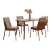 Conjunto de Mesa Retangular com Tampo MDP Petra Stellar e 4 Cadeiras Felipa Linho Areia e Caramelo
