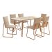 Conjunto de Mesa Retangular com Tampo MDP Petra Stellar e 6 Cadeiras Amélia Linho Areia e Rosê