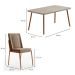 Conjunto de Mesa Retangular com Tampo MDP Petra Stellar e 6 Cadeiras Felipa Linho Areia e Caramelo