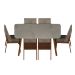 Conjunto de Mesa Retangular com Tampo MDP Petra Stellar e 6 Cadeiras Felipa Linho Areia e Caramelo