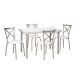 Conjunto de Mesa Retangular com Tampo MDP revestido em Fórmica e 4 Cadeiras Mariana Revestimento Sintético Branco e Champanhe