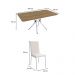 Conjunto de Mesa Retangular com Tampo Marrom e 6 Cadeiras Mariel Revestimento Sintético Branco e Cromado