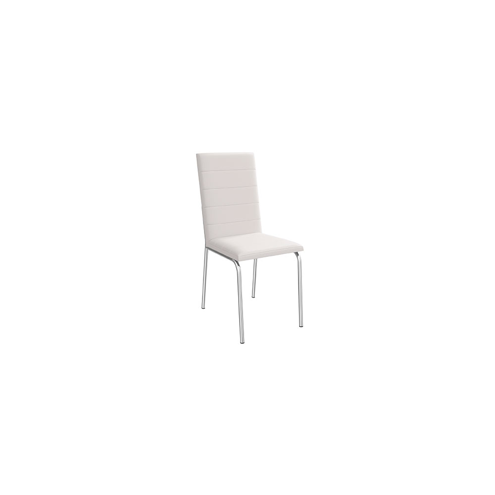 Conjunto de Mesa Retangular com Tampo Marrom e 6 Cadeiras Mariel Revestimento Sintético Branco e Cromado