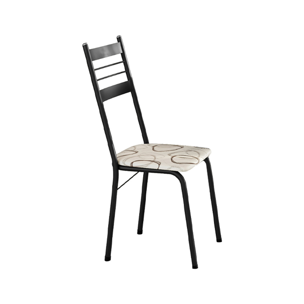 Conjunto de Mesa Retangular com Tampo de Granito e 4 Cadeiras Palma Revestimento Sintético Cedro e Preto 100 cm