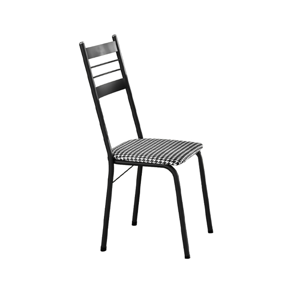 Conjunto de Mesa Retangular com Tampo de Granito e 4 Cadeiras Palma Revestimento Sintético Chanel e Preto 100 cm