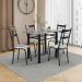 Conjunto de Mesa Retangular com Tampo de Granito e 4 Cadeiras Palma Revestimento Sintético Floral Cinza e Preto 100 cm