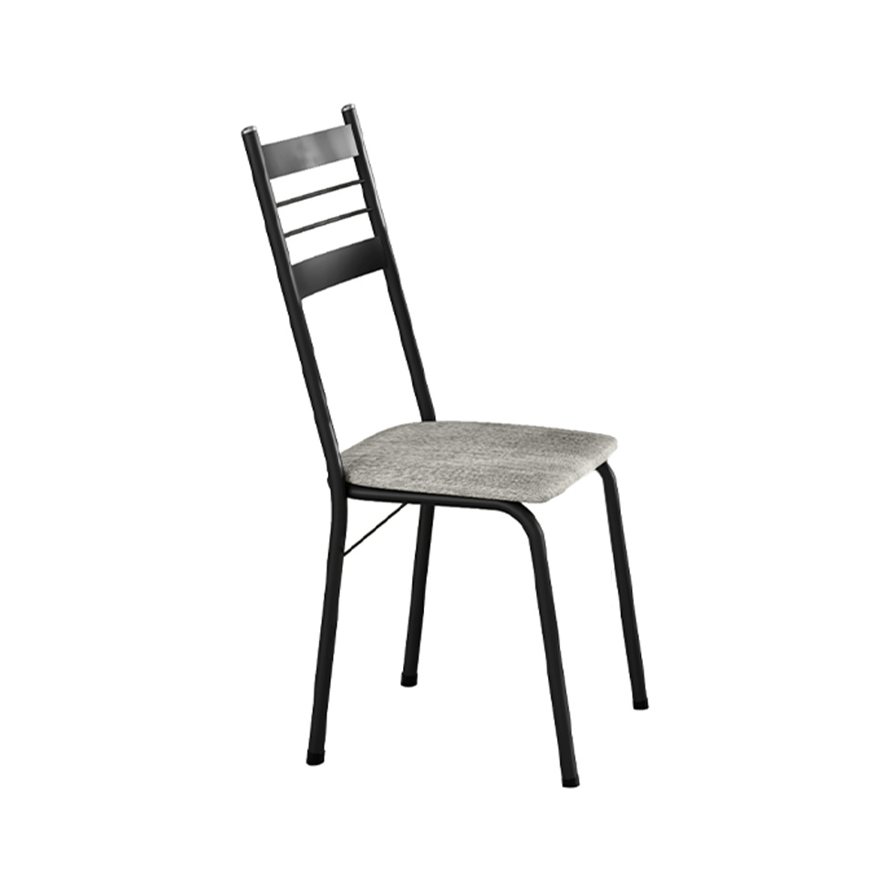 Conjunto de Mesa Retangular com Tampo de Granito e 4 Cadeiras Palma Revestimento Sintético Grafiato e Preto 100 cm