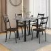 Conjunto de Mesa Retangular com Tampo de Granito e 4 Cadeiras Palma Revestimento Sintético Imbuia e Preto 100 cm