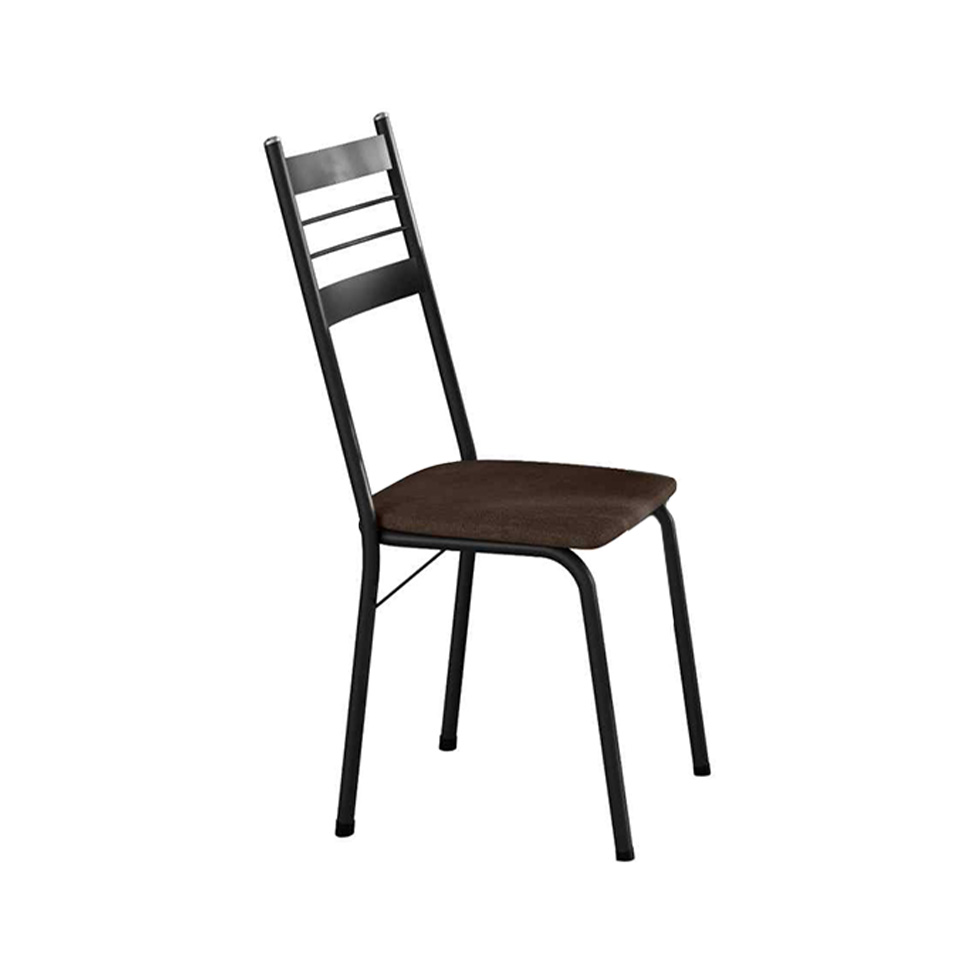 Conjunto de Mesa Retangular com Tampo de Granito e 4 Cadeiras Palma Revestimento Sintético Imbuia e Preto 100 cm