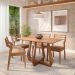 Conjunto de Mesa Retangular com Tampo de MDF Bromélia e 4 Cadeiras Damasco Revestimento Sintético Kaki e Cinamomo 130 cm