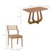 Conjunto de Mesa Retangular com Tampo de MDF Bromélia e 4 Cadeiras Damasco Revestimento Sintético Kaki e Cinamomo 130 cm