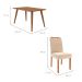 Conjunto de Mesa Retangular com Tampo de MDF Cinamomo Adele e 4 Cadeiras Paola Suede Nude e Madeira