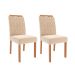 Conjunto de Mesa Retangular com Tampo de MDF Cinamomo Adele e 4 Cadeiras Paola Suede Nude e Madeira