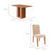 Conjunto de Mesa Retangular com Tampo de MDF Cinamomo Ariela e 4 Cadeiras Nicole Suede Bege