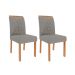 Conjunto de Mesa Retangular com Tampo de MDF Cinamomo Ágata e 6 Cadeiras Juliana Linho Grafite e Madeira