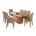 Conjunto de Mesa Retangular com Tampo de MDF Cinamomo Helena e 8 Cadeiras Fernanda Linho Bege e Madeira