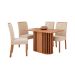 Conjunto de Mesa Retangular com Tampo de MDF Cinamomo Julieta e 4 Cadeiras Fernanda Suede Nude e Madeira