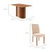 Conjunto de Mesa Retangular com Tampo de MDF Cinamomo Julieta e 4 Cadeiras Fernanda Suede Nude e Madeira