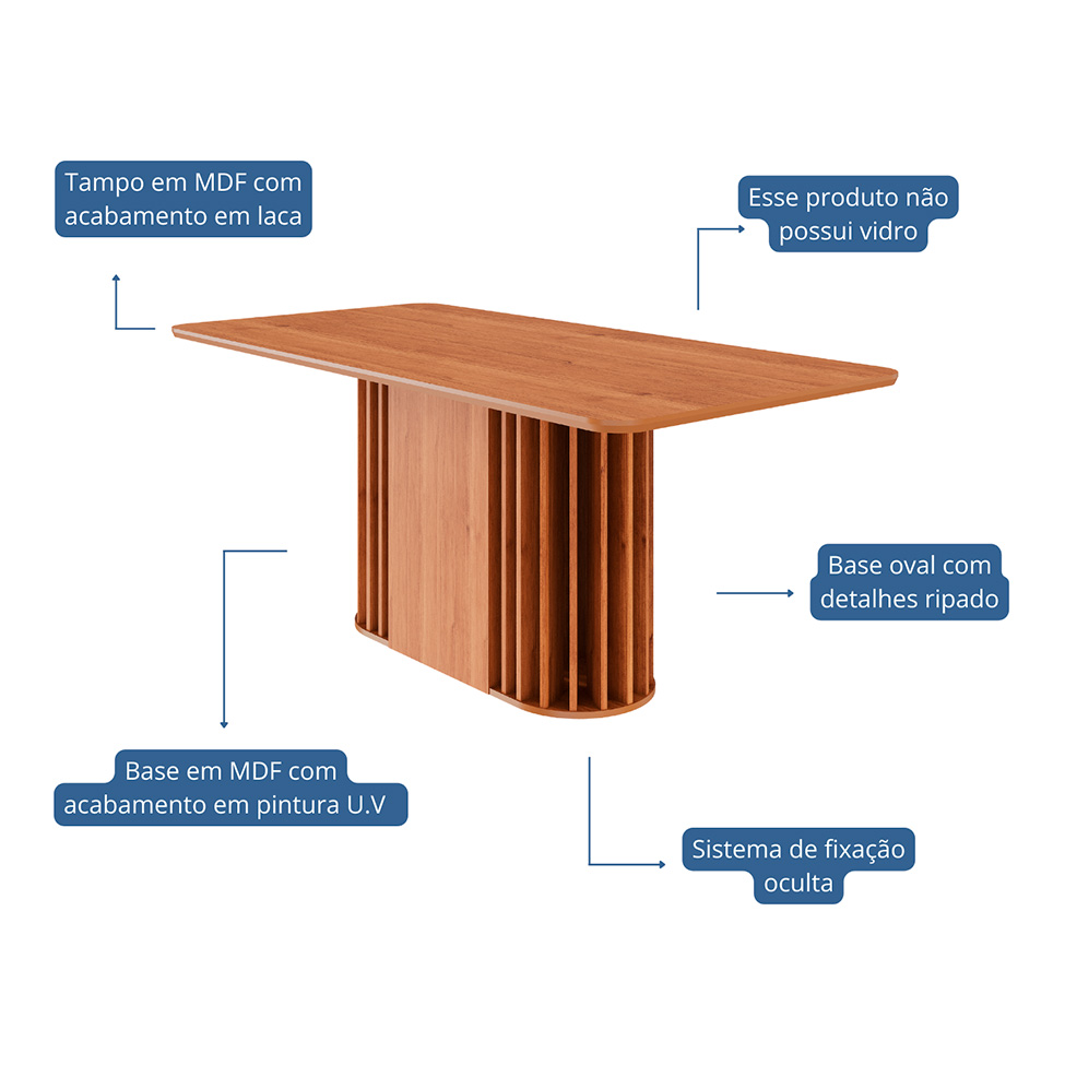 Conjunto de Mesa Retangular com Tampo de MDF Cinamomo Julieta e 6 Cadeiras Juliana Linho Grafite e Madeira