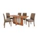 Conjunto de Mesa Retangular com Tampo de MDF Cinamomo Louise e 6 Cadeiras Fernanda Suede Joli e Madeira