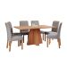 Conjunto de Mesa Retangular com Tampo de MDF Cinamomo Maitê e 6 Cadeiras Fernanda Linho Grafite e Madeira