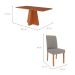 Conjunto de Mesa Retangular com Tampo de MDF Cinamomo Maitê e 6 Cadeiras Fernanda Linho Grafite e Madeira
