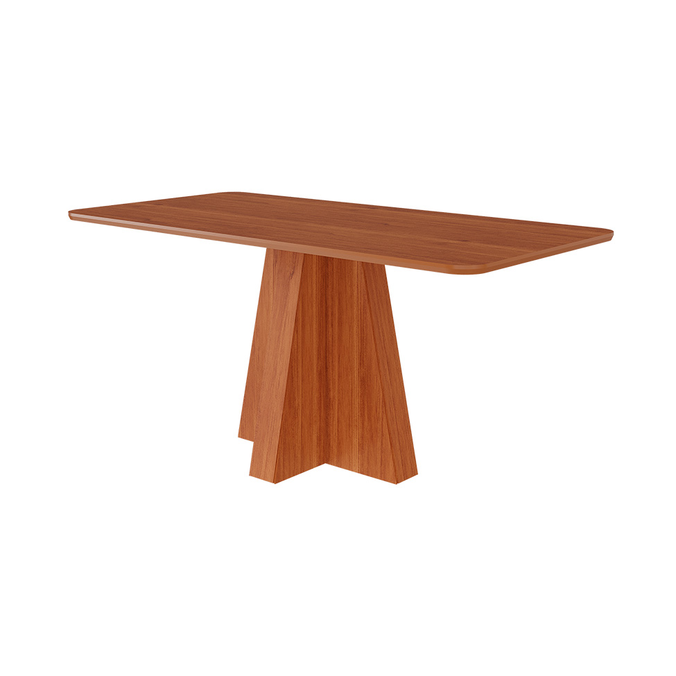 Conjunto de Mesa Retangular com Tampo de MDF Cinamomo Maitê e 6 Cadeiras Fernanda Linho Grafite e Madeira