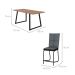 Conjunto de Mesa Retangular com Tampo de MDP Amadeirado Atlanta e 6 Cadeiras Mônaco Revestimento Sintético Cinza e Preto