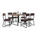 Conjunto de Mesa Retangular com Tampo de MDP Amadeirado Atlanta e 6 Cadeiras Nagóia Revestimento Sintético Marrom e Preto