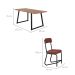 Conjunto de Mesa Retangular com Tampo de MDP Amadeirado Atlanta e 6 Cadeiras Nagóia Revestimento Sintético Marrom e Preto