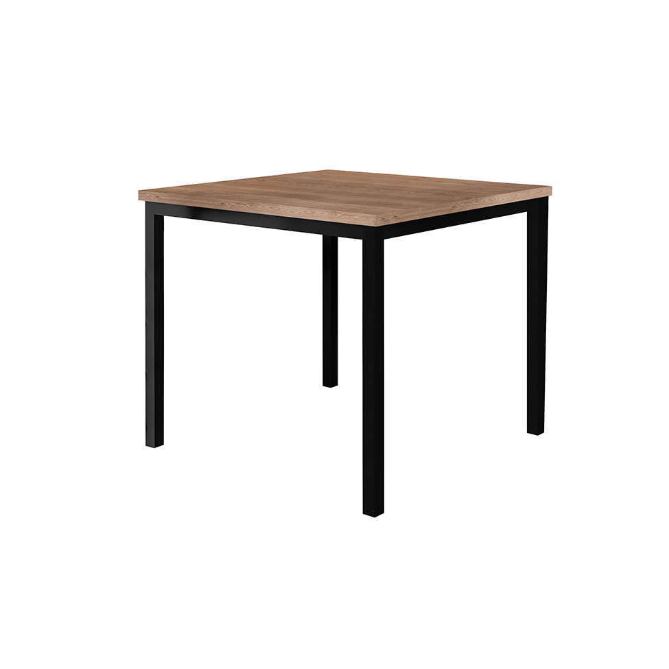 Conjunto de Mesa Retangular com Tampo de MDP Amadeirado e 4 Cadeiras Adriana II Revestimento Sintético Imbuia e Preto