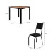 Conjunto de Mesa Retangular com Tampo de MDP Amadeirado e 4 Cadeiras Adriana II Revestimento Sintético Preto