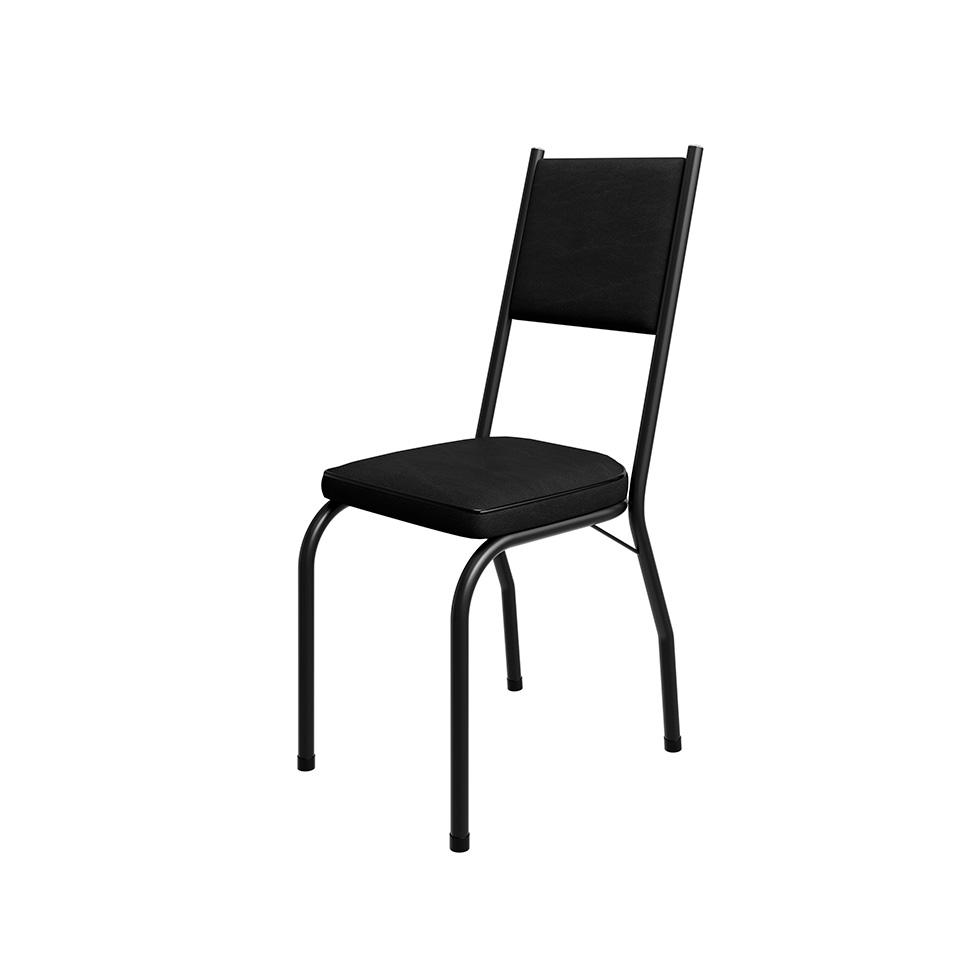 Conjunto de Mesa Retangular com Tampo de MDP Amadeirado e 4 Cadeiras Adriana II Revestimento Sintético Preto