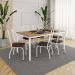 Conjunto de Mesa Retangular com Tampo de MDP Amadeirado e 6 Cadeiras Adriana I Revestimento Sintético Cacau e Branco