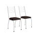 Conjunto de Mesa Retangular com Tampo de MDP Amadeirado e 6 Cadeiras Adriana I Revestimento Sintético Cacau e Branco