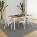 Conjunto de Mesa Retangular com Tampo de MDP Amadeirado e 6 Cadeiras Adriana I Revestimento Sintético Cedro e Branco