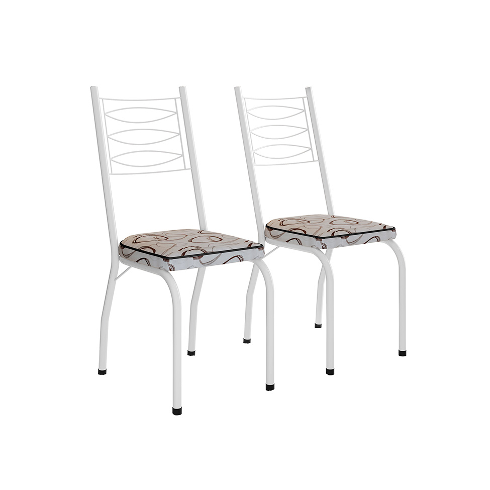 Conjunto de Mesa Retangular com Tampo de MDP Amadeirado e 6 Cadeiras Adriana I Revestimento Sintético Cedro e Branco