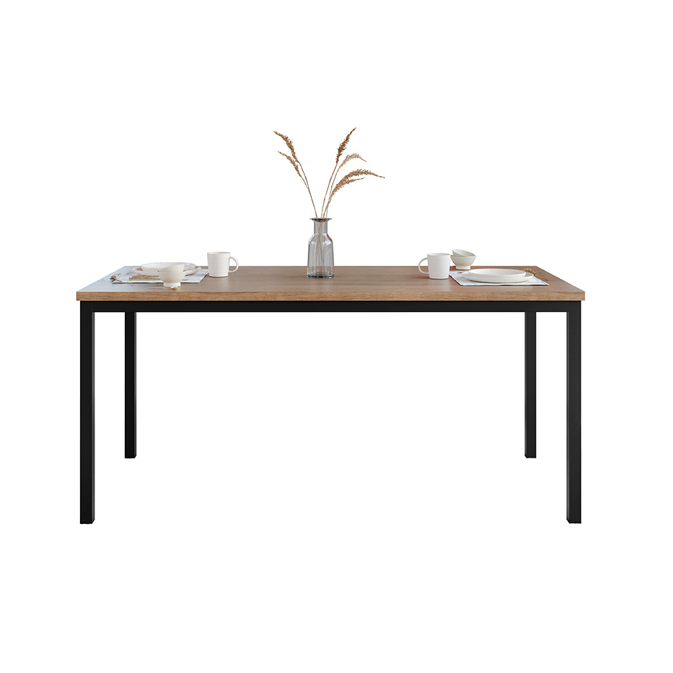 Conjunto de Mesa Retangular com Tampo de MDP Amadeirado e 6 Cadeiras Adriana I Revestimento Sintético Cedro e Preto