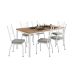Conjunto de Mesa Retangular com Tampo de MDP Amadeirado e 6 Cadeiras Adriana I Revestimento Sintético Grafite e Branco