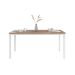 Conjunto de Mesa Retangular com Tampo de MDP Amadeirado e 6 Cadeiras Adriana I Revestimento Sintético Imbuia e Branco