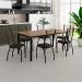 Conjunto de Mesa Retangular com Tampo de MDP Amadeirado e 6 Cadeiras Adriana I Revestimento Sintético Imbuia e Preto