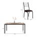 Conjunto de Mesa Retangular com Tampo de MDP Amadeirado e 6 Cadeiras Adriana I Revestimento Sintético Imbuia e Preto