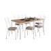 Conjunto de Mesa Retangular com Tampo de MDP Amadeirado e 6 Cadeiras Adriana I Revestimento Sintético Marrom e Branco
