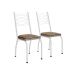 Conjunto de Mesa Retangular com Tampo de MDP Amadeirado e 6 Cadeiras Adriana I Revestimento Sintético Marrom e Branco