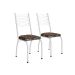 Conjunto de Mesa Retangular com Tampo de MDP Amadeirado e 6 Cadeiras Adriana I Revestimento Sintético Palha e Branco